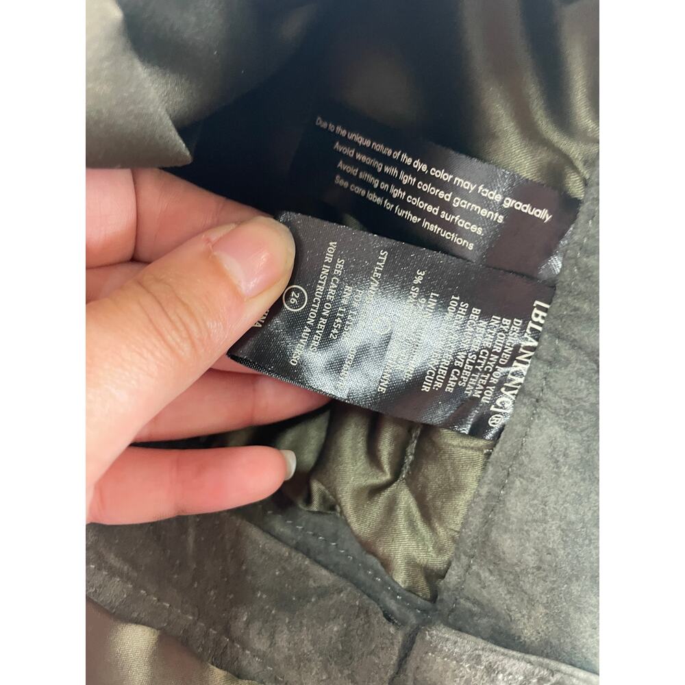 Blank NYC Skirt Womens 26 Green Leather Midi Hunter Front Slit Retro Weathered‎ - Picture 5 of 8